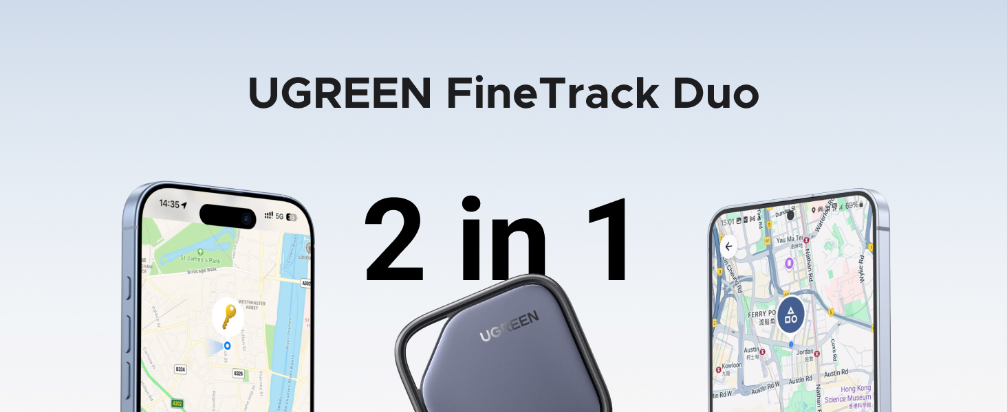 UGREEN FineTrack Duo Supporto iOS Find My o Android Find Hub 4 pezzi — immagine 3 di 16