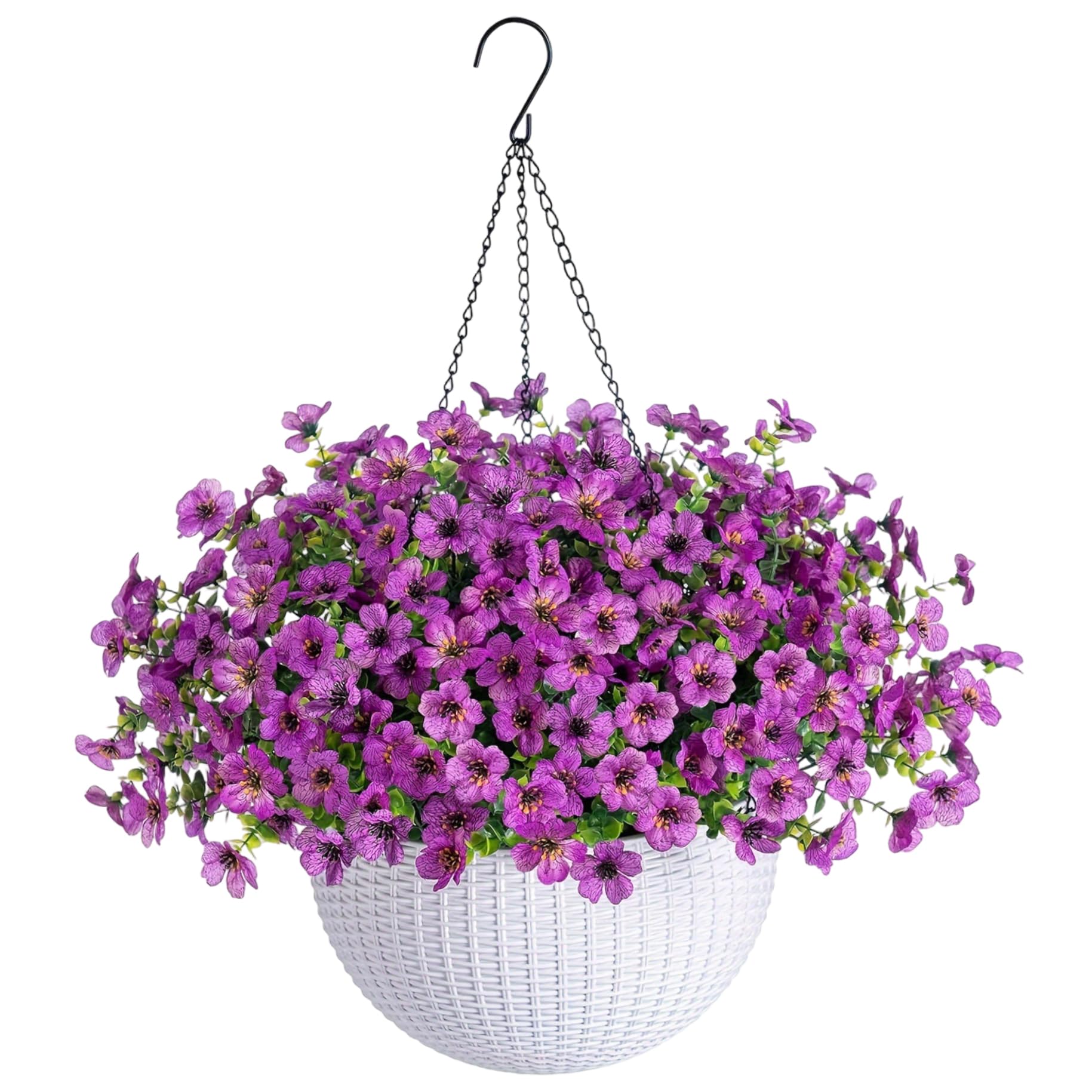 Paniers suspendus artificiels : solution sans entretien pour porche et jardin fleuri