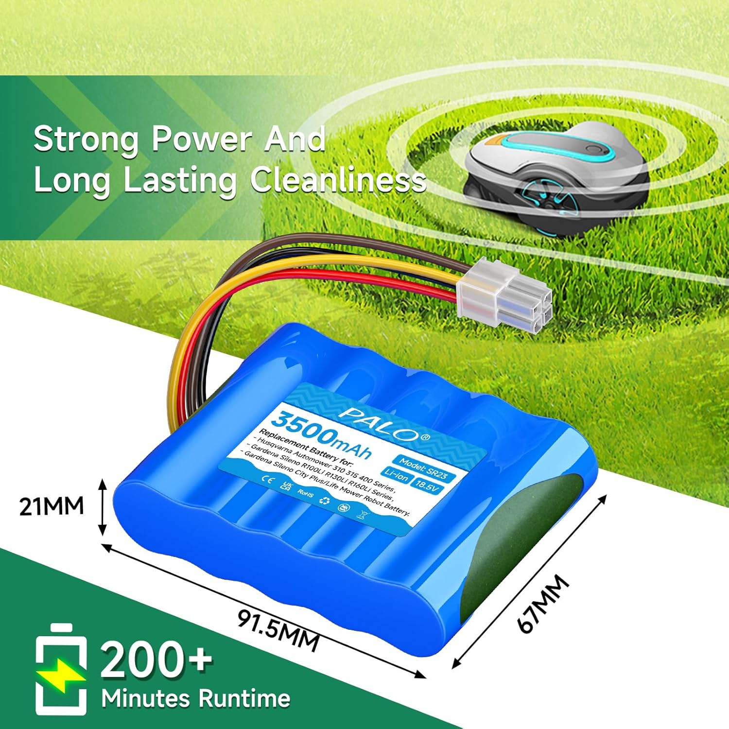 3500mAh Battery Replacement for Husqvarna Automower 315X 315 310, Husqvarna 584 85 28-01, for Gardena Sileno Minimo/City/Life/Plus, Gardena Sileno R100Li/ R100LiC/ R130Li/ R130LiC/ R160Li Lawn Mower