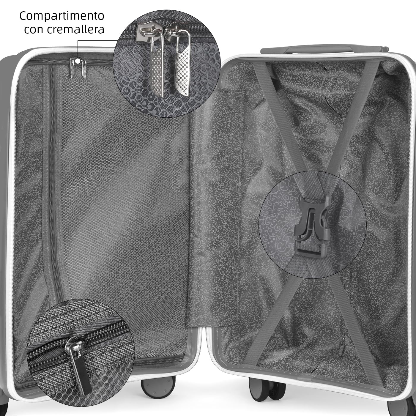 MERCURY TEXTIL- Juego de 4 Maletas de Viaje (Hueso) | Neceser, Cabina, Mediana y Grande de Polipropileno con Ruedas Giratorias 360º y Cierre de Seguridad.