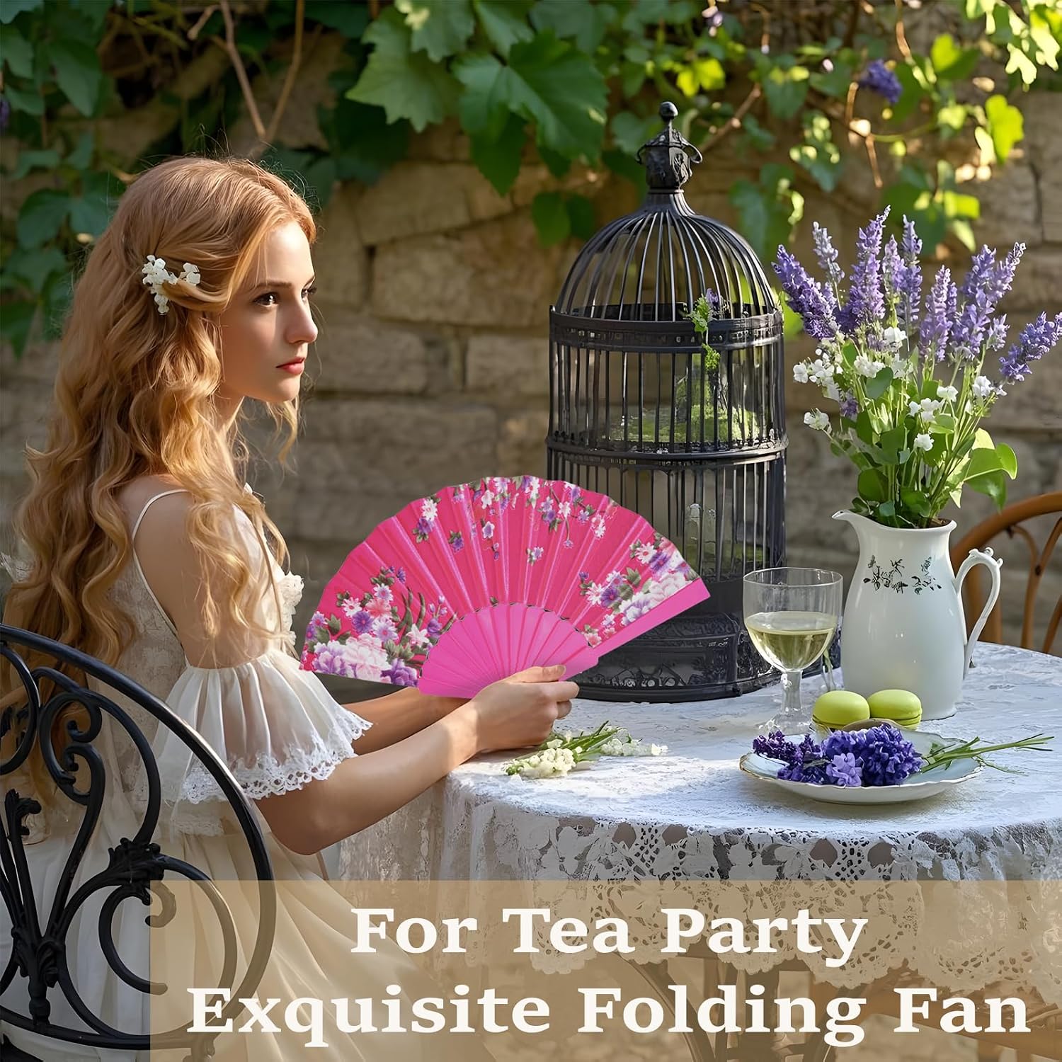QIRMIZI 50 PCs Large Handheld Floral Folding Fans Hand Held Rave Fan – Perfect for Music Festivals, Carnivals, Weddings, EDM Events, Dance, Decoration, Performance, and Gifts,Deep Pink