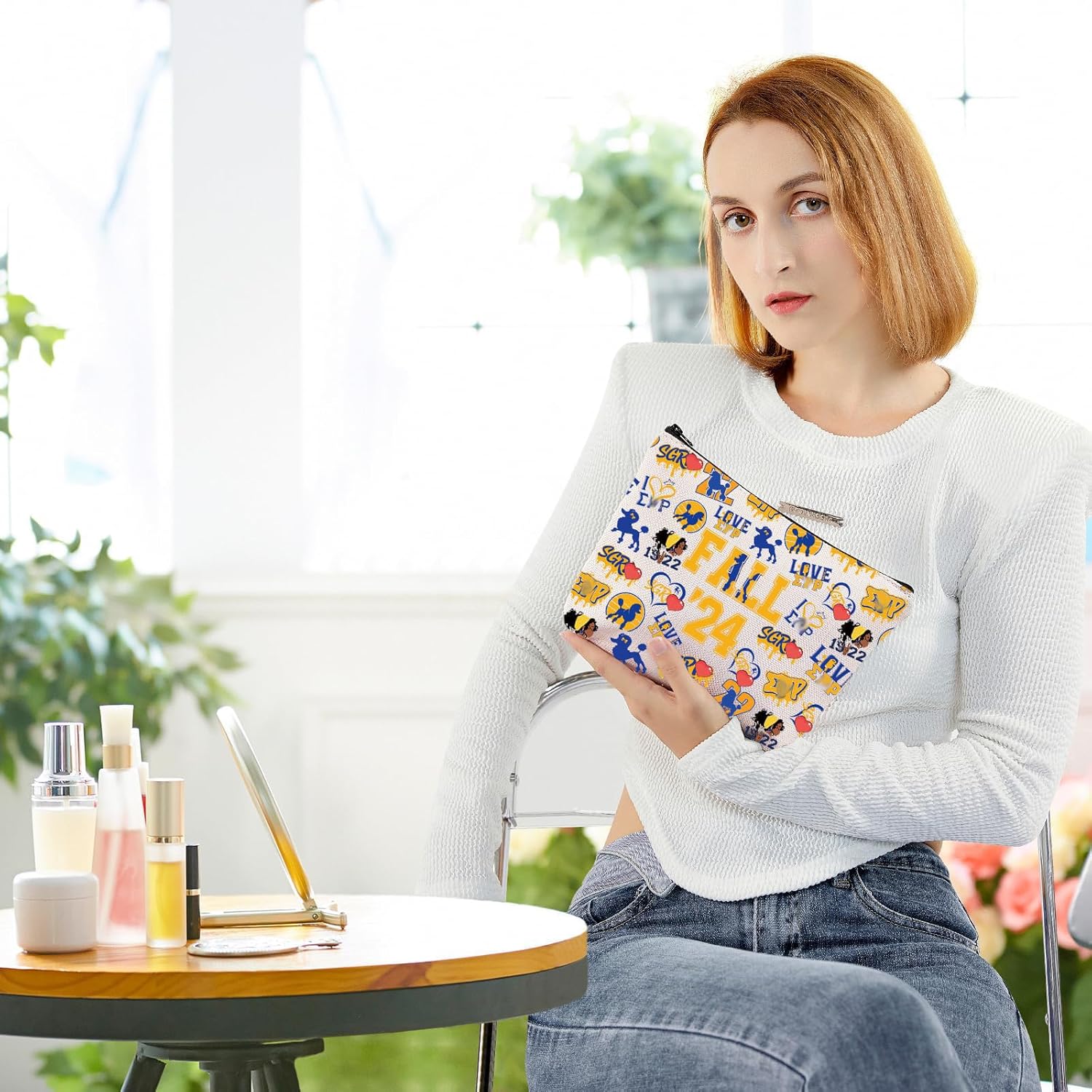 SGR Sorority Cosmetic Bag Sisterhood 1922 Gift 1922 Fall Makeup Bag Greek Letters Sorority Merch Gift (1922 Fall) - Image 4