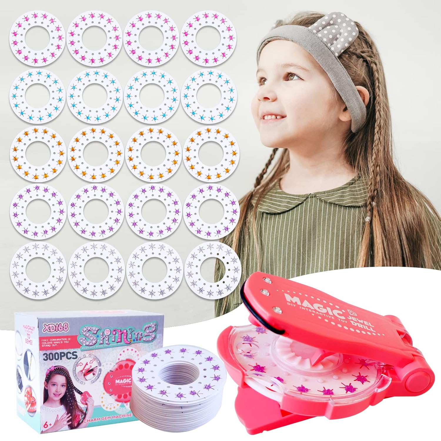 Hair Bedazzler Kit 300stk HaarEdelsteinen & Diamond Hair Machine Gem