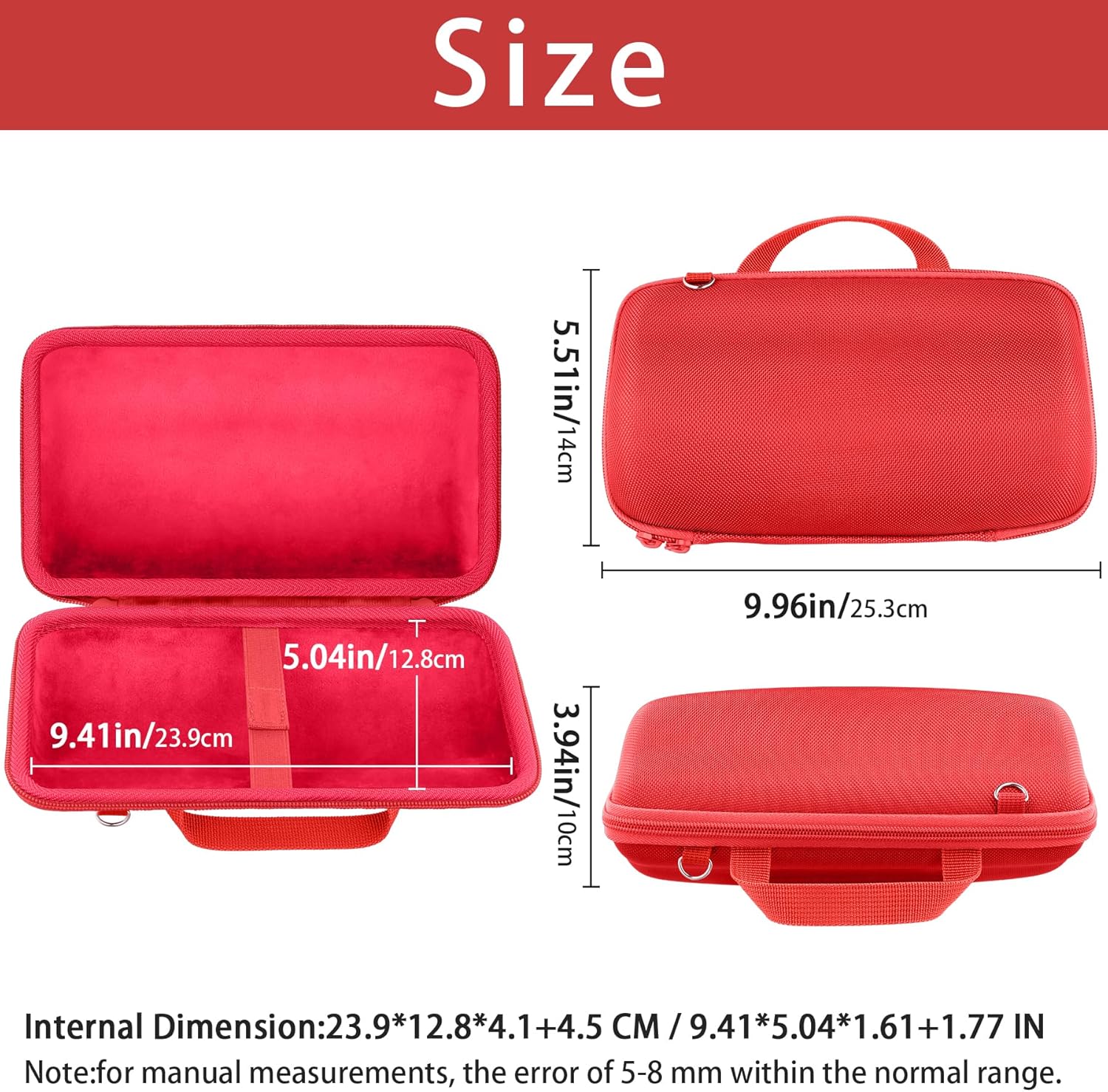 khanka for JBL Charge 6 Portable Bluetooth Speaker Protective Case (Red Case with Adjustable Shoulder Strap) - Image 6