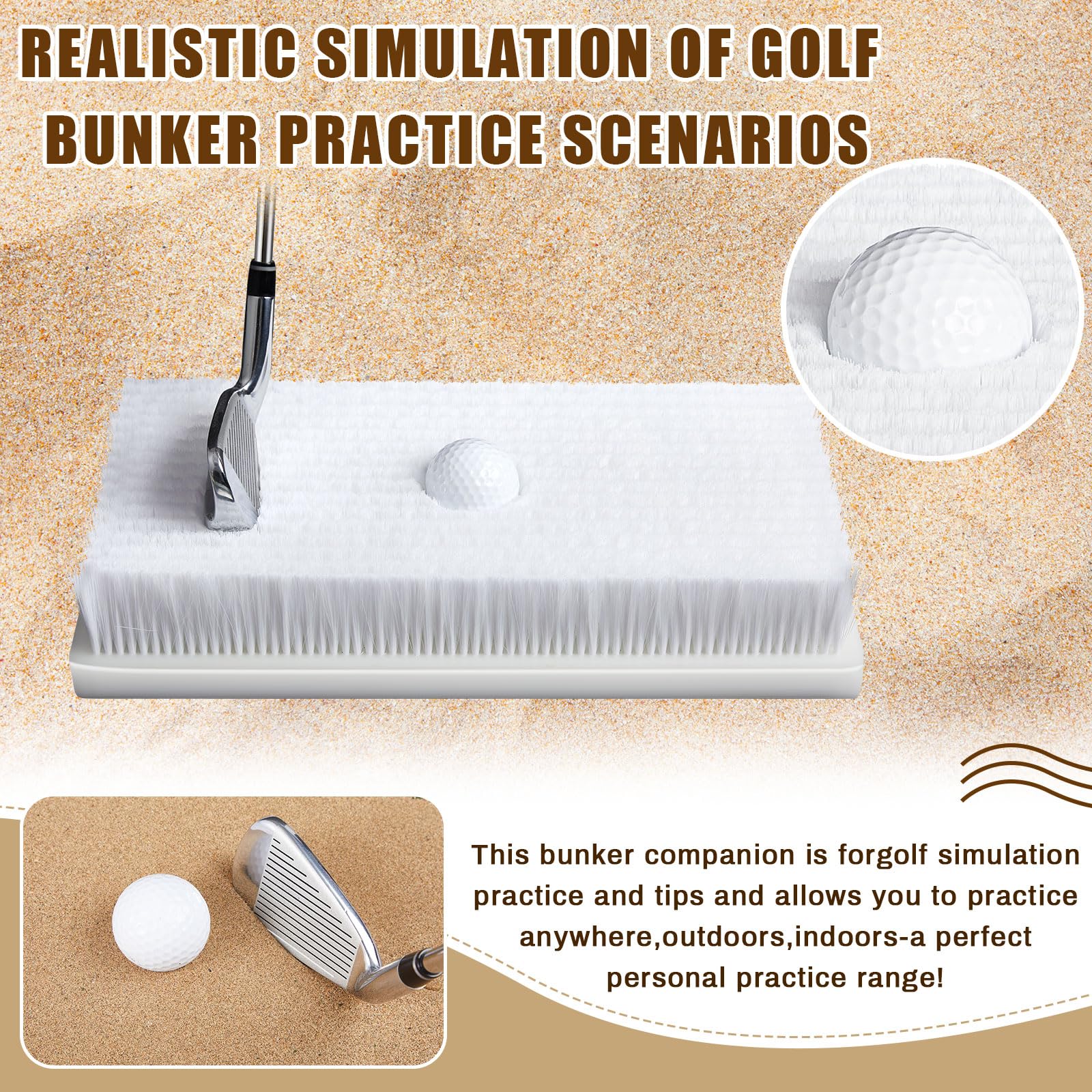 Relaxgiant Golf Bunker for Sand Chipping Skills Mat Golf Practice Hitting Mat Sand Simulates Real Golf Bunker Golf Chipping Mat for Golfers Practicing Golf Sand Skills Hitting Skills 13.7 x 7.3 Inch