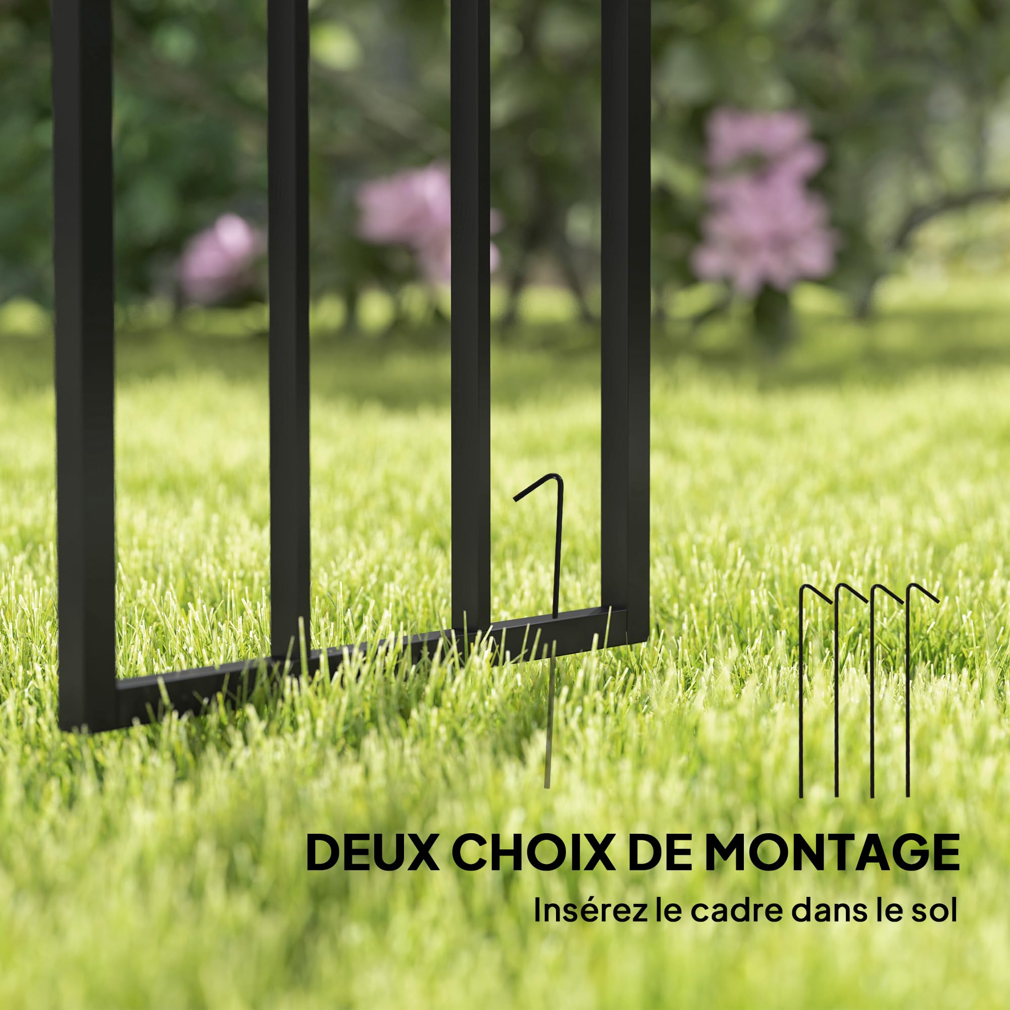 Outsunny Arche de Jardin en Acier, Arceau à rosiers pour Plantes grimpantes, rosiers, vignes de glycine, pour décoration de cérémonie, 150 x 40 x 223 cm, Noir