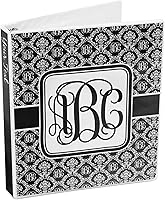 Vista 4 de Carpeta personalizada de 3 anillas de damasco con monograma - 1 pulgada