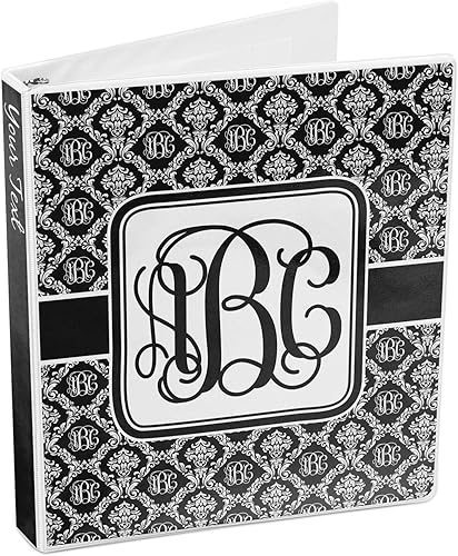 Miniatura 4 de Carpeta personalizada de 3 anillas de damasco con monograma - 1 pulgada