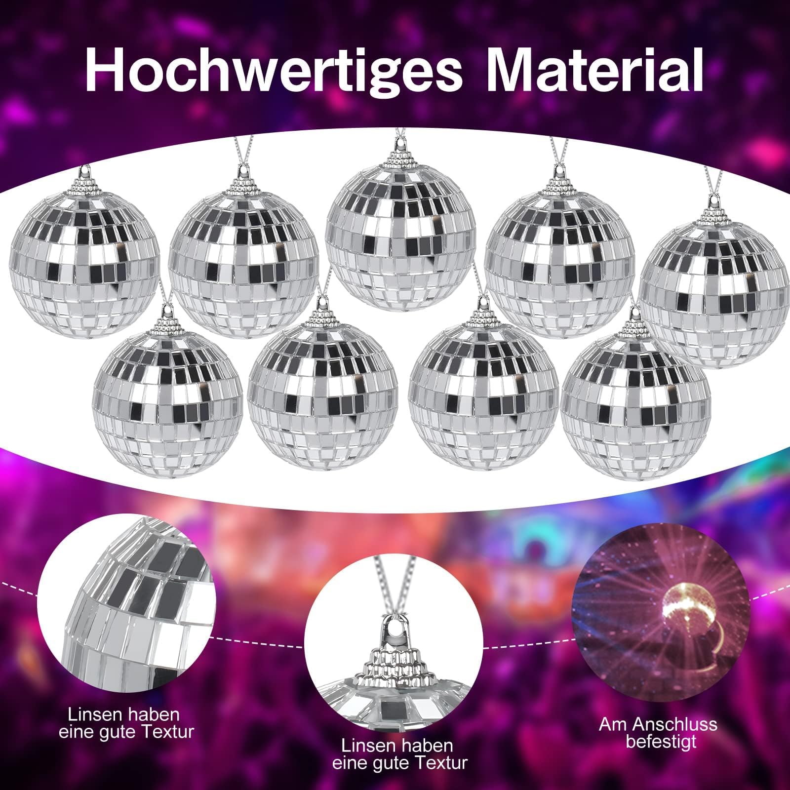 Boules à Facettes Argentées - Lot De 6 (4/5/6/7 Cm) Pour Décoration Fête, Mariage, Noël, Scène - 11