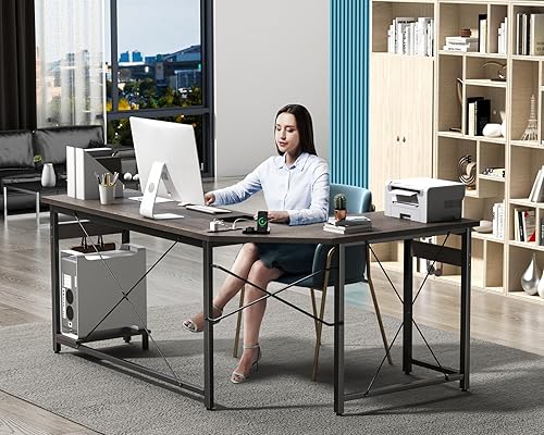 Miniatura 29 de Coleshome - Escritorio gaming en forma de L de 66 pulgadas, con toma de corriente, con soporte para CPU, escritorio esquinero para computadora, para