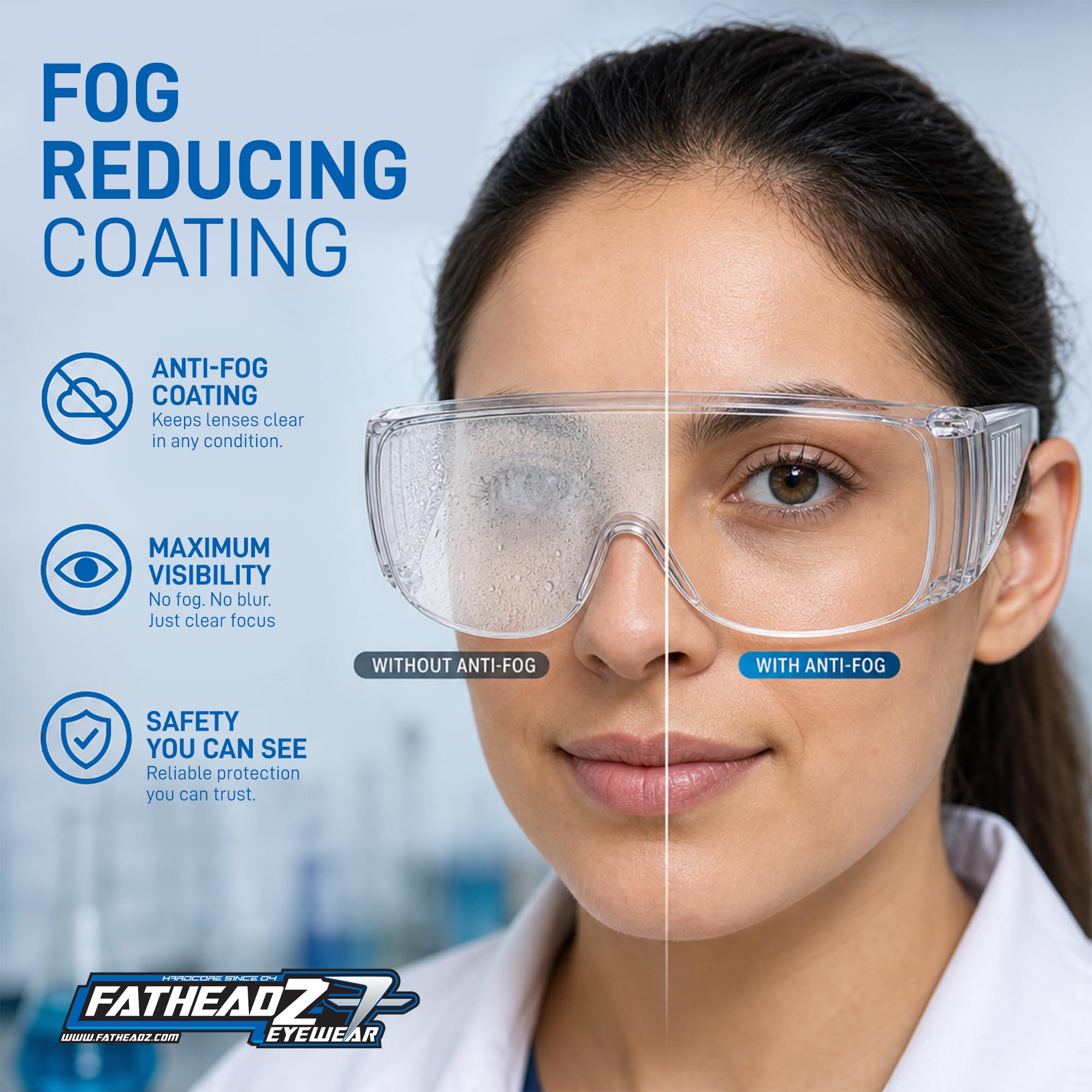 Fatheadz, occhiali di sicurezza ventilati, resistenti agli urti, confezione da 2