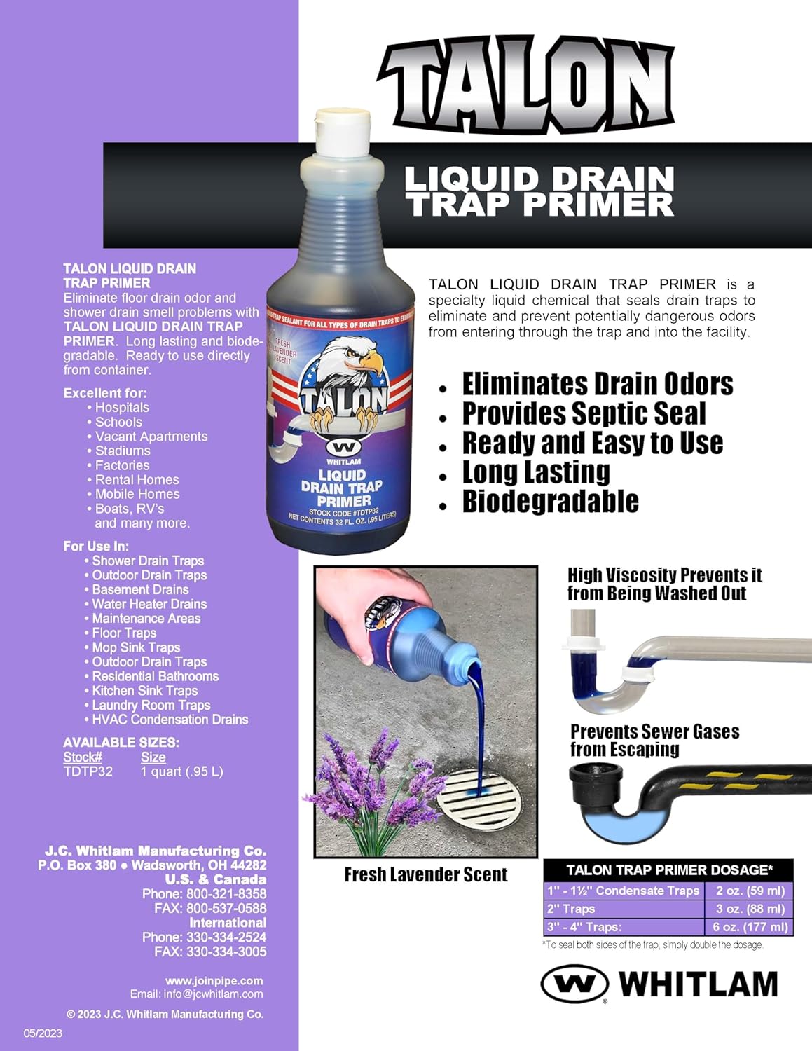Fast-Trac TALON TDTP32 Liquid Drain Trap Primer-32 Ounce, BLUE