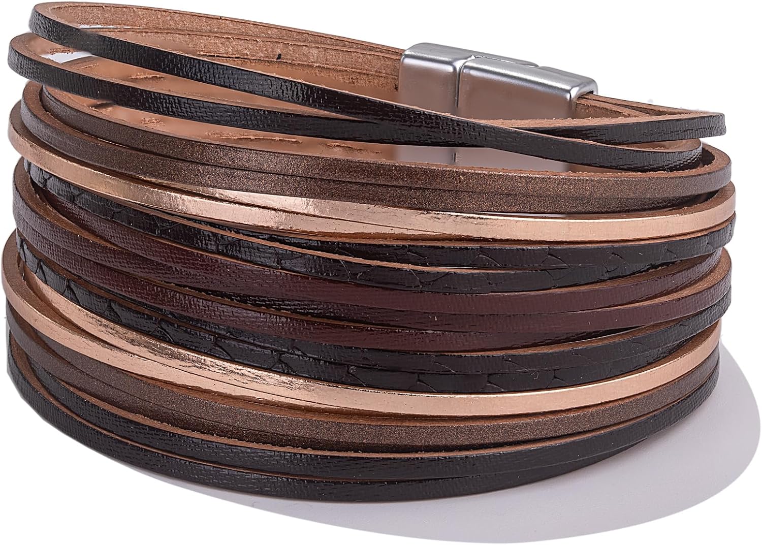 Stackable Boho Chunky Leather Wrap Bracelets Layered Western Hippie Cuff