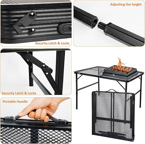 Miniatura 5 de Mesa plegable, fácil de almacenar, mesa de picnic portátil compacta para parrilla, campamento al aire libre, jardín, patio, comedor, barbacoa,