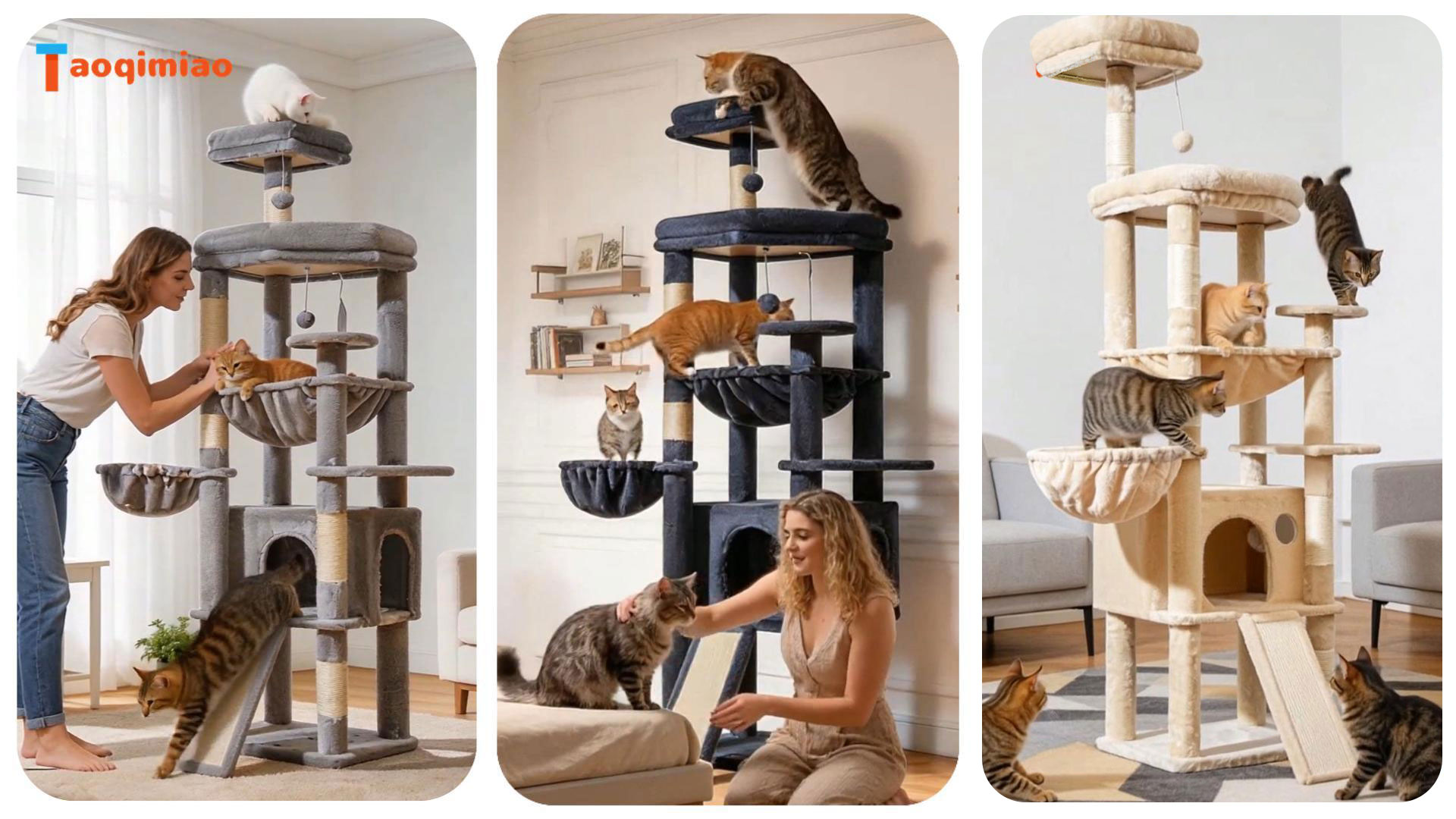 Amazon | Taoqimiao キャットタワー 高さ約183cm 大型猫用 多頭飼い 猫