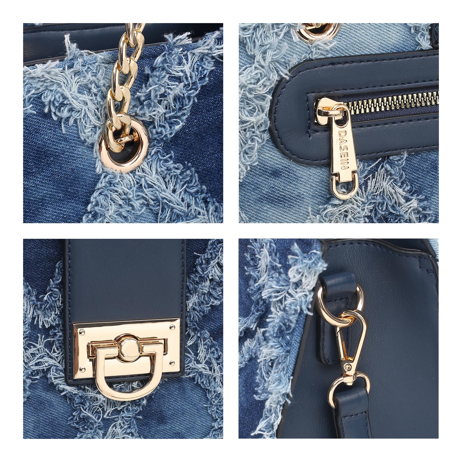 Dasein Borsa a mano in pelle da donna, borsa a tracolla con manico superiore, borsa a tracolla con pochette abbinata