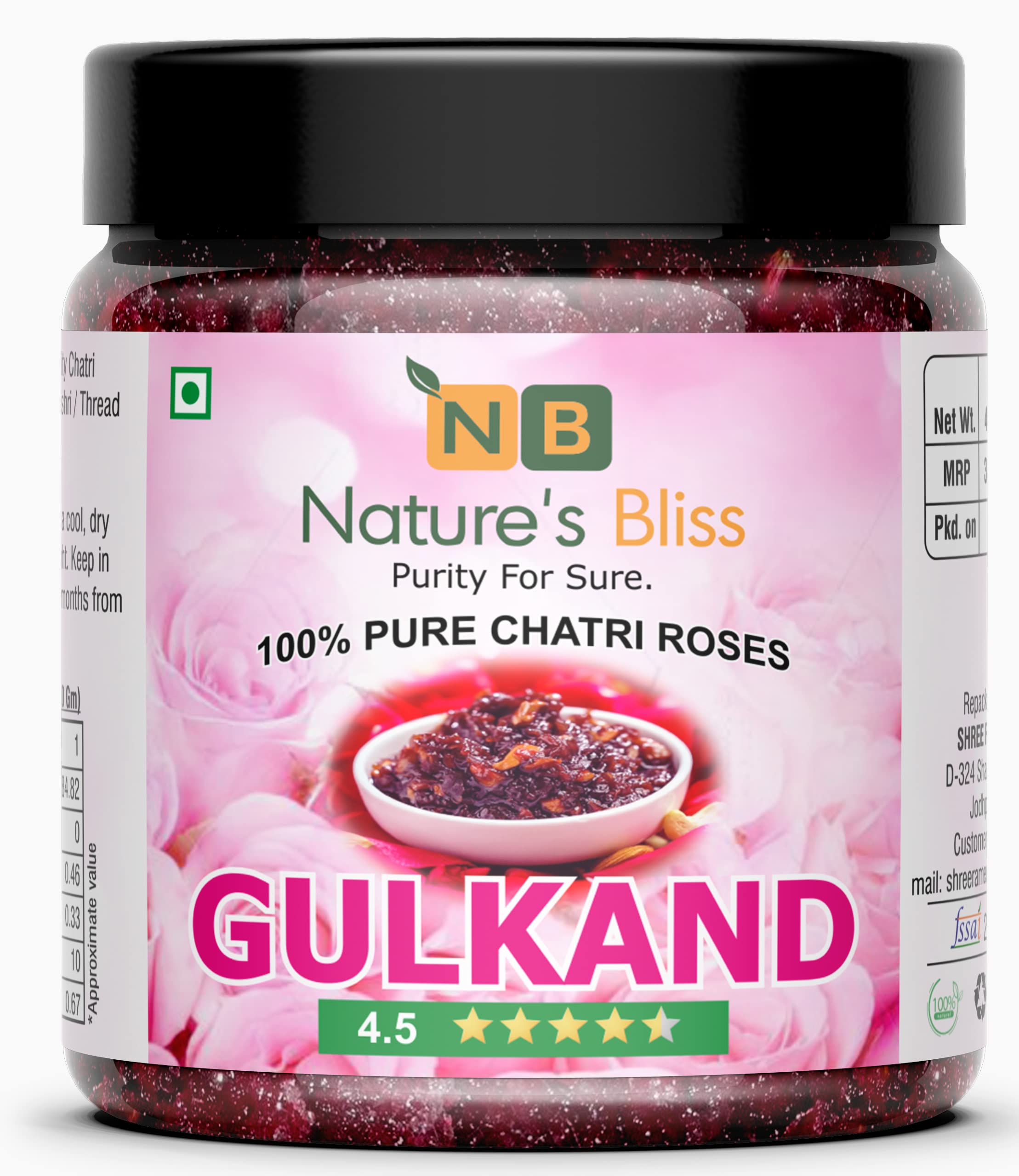 Natures Bliss Himlayan Gulkand Organic / Rose Petal Jam 400gm Jar Quality Product (B08MBDB4BC) Amazon Price History, Amazon Price Tracker