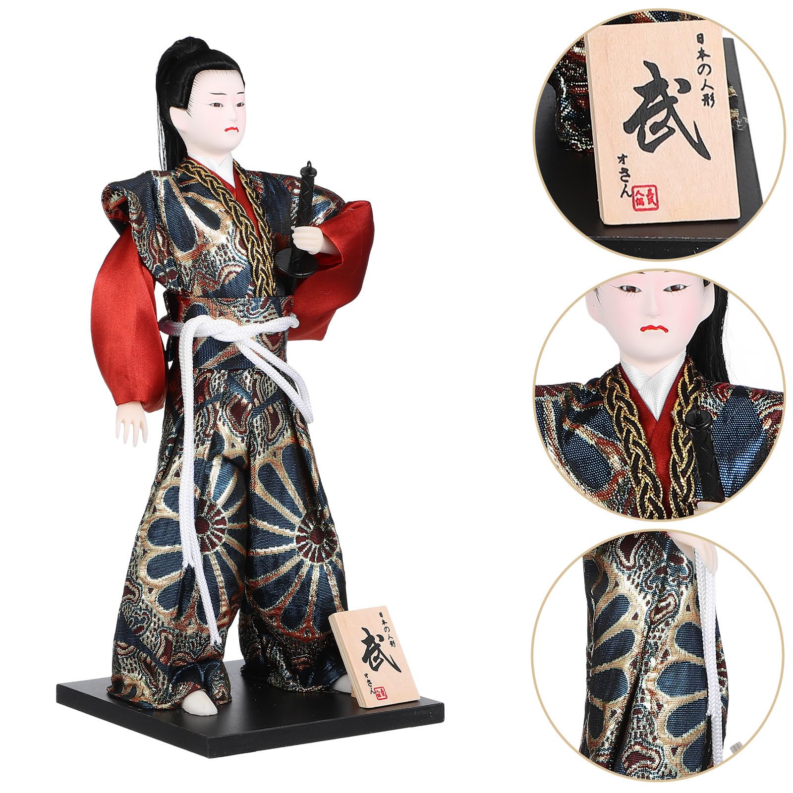 TOYANDONA Figura Samurái Japonesa de 12 Pulgadas Materiales de Espuma, Tela, Abs y Madera, Decoración Versátil Hogar y Coleccionable en Ocasiones Obsequios