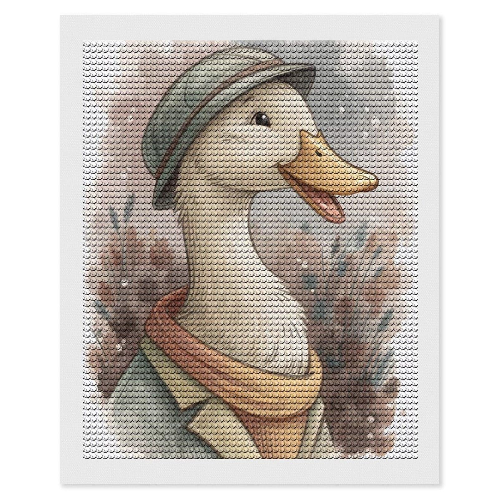 Junmoney Anthropomorphic Duck in Autumn Attire Diamond Art Canvas 16"x20", Easy Handmade Project, Complete Accessories, Bedroom Decor, Birthday Gift