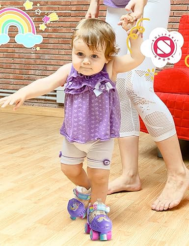 Miniatura 6 de SULIFEEL Patines de ruedas cuádruples ajustables para niños, patines de ruedas para principiantes para niñas y niños de 2 a 5 años de edad Unicornio