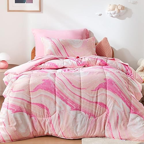 Miniatura 7 de SLEEP ZONE - Juego de edredón suave tamaño Individual para niños, 5 piezas con edredón, sábana, funda de almohada y de cojín, resistente a la