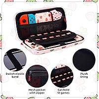 Vista 2 de RHOTALL Cute Strawberry Carrying Case for Nintendo Switch, Hard Portable Travel Case for Switch Accessories with Protective Shell, Shoulder Strap