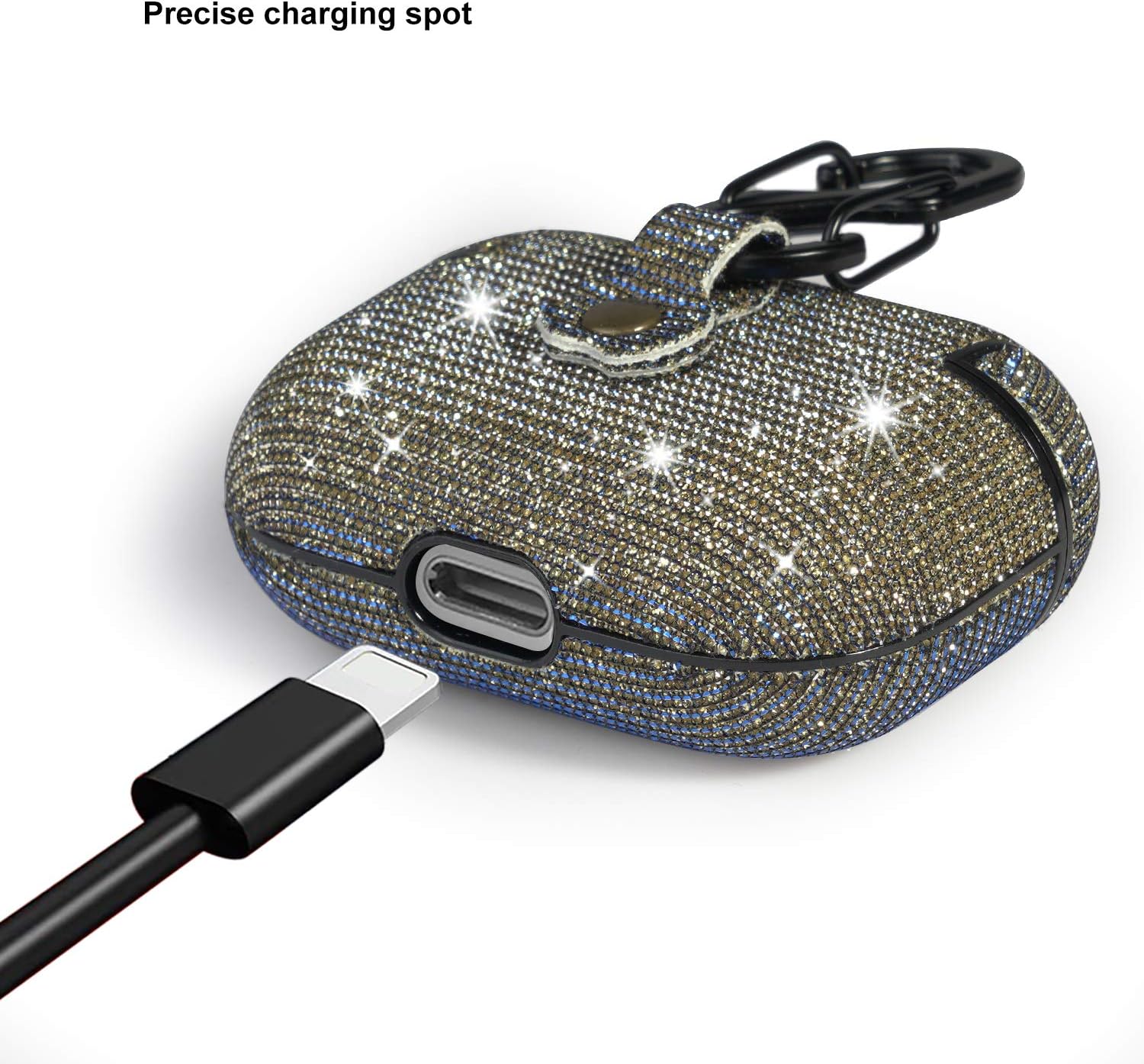 for Airpods Pro Accessories, Bling Glitter for AirPods Pro Case Cute for Girls Kids Protective Case for AirPods Pro Charging Case,Gold