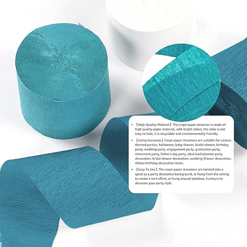 Miniatura 4 de 1st Choice 2 rollos de serpentinas de papel crepé, 145 pies en total (azul bebé) para decoraciones de cumpleaños, decoraciones de fiesta,