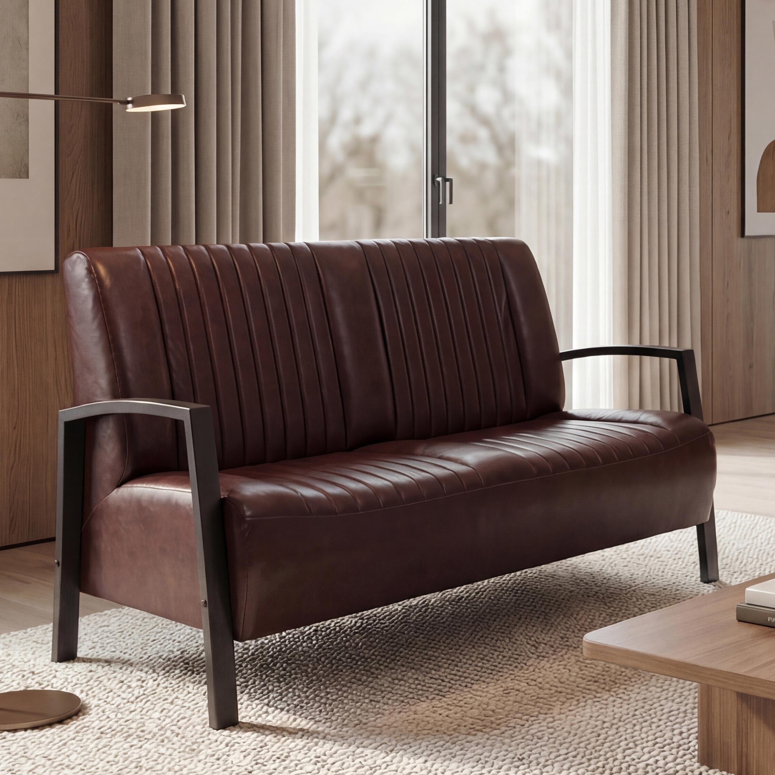 Mendler 2er Sofa HWC-H10 – Zweisitzer, Industrie-Design, Vintage Braun