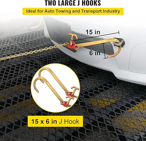Miniatura 4 de VEVOR Cadena de brida en V, brida de cadena de remolque de 516 pulgadas x 2 pies, cadena de transporte de brida en V de grado 80, resistencia a la