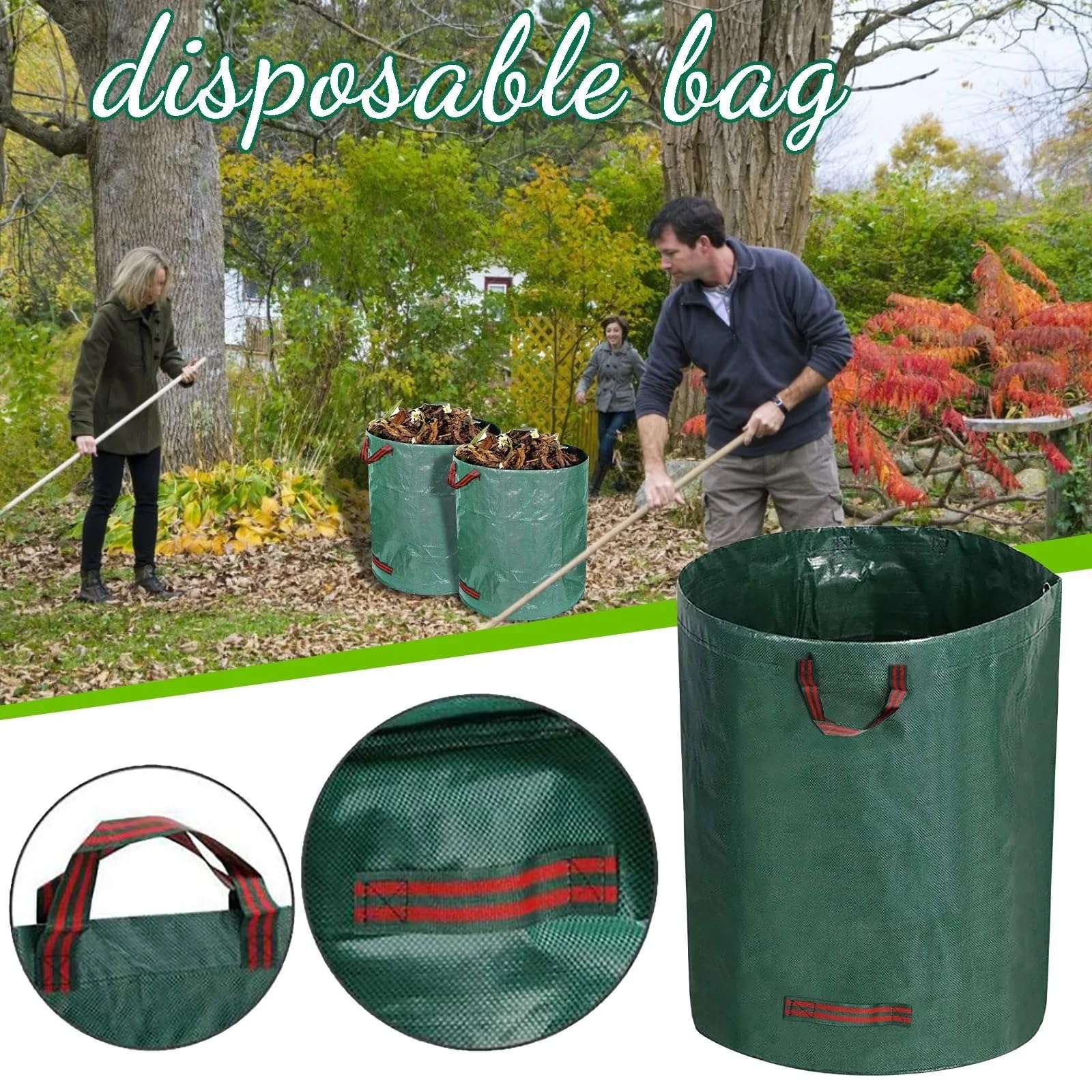 GartenabfallsäCke 3 stücke Große Kapazität Gartenbeutel mit wiederverwendbarem blattem Blatt Sack Mülleimer Dose Faltbare Garten Müllabfall Sammlung Aufbewahrungstasche Gartensack