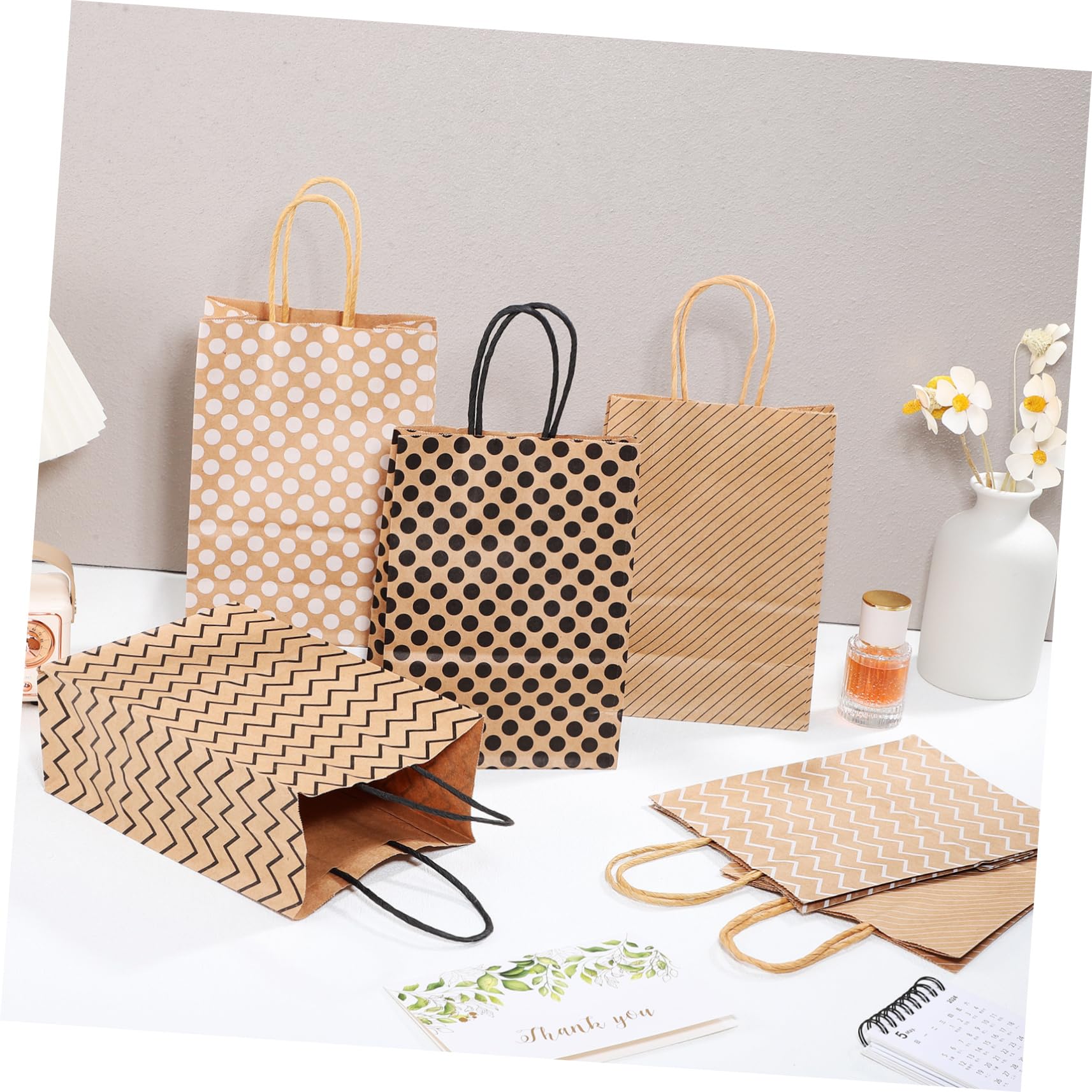 ARTIBETTER 3 Sätze Geschenkbeutel Aus Kraftpapier Griffe Groß Party Tasche Über Nacht Flache Papiertüten Verpackungstüten Aus Papier Papiertüte Mit Tragegriff 12 Stücke * 3
