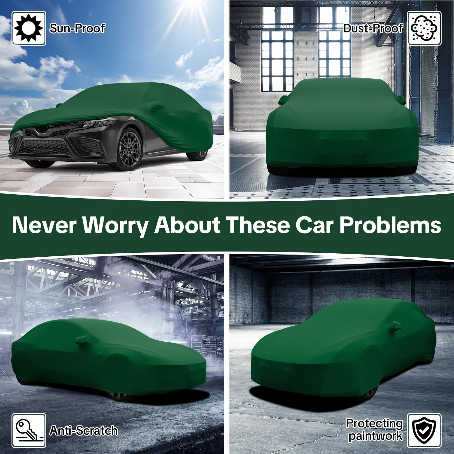 WinPower Indoor Car Cover Fit Sedan 193-206 Inch Soft Stretch Breathable Dustproof Scratch Protection Elastic Full Cover for — view 6