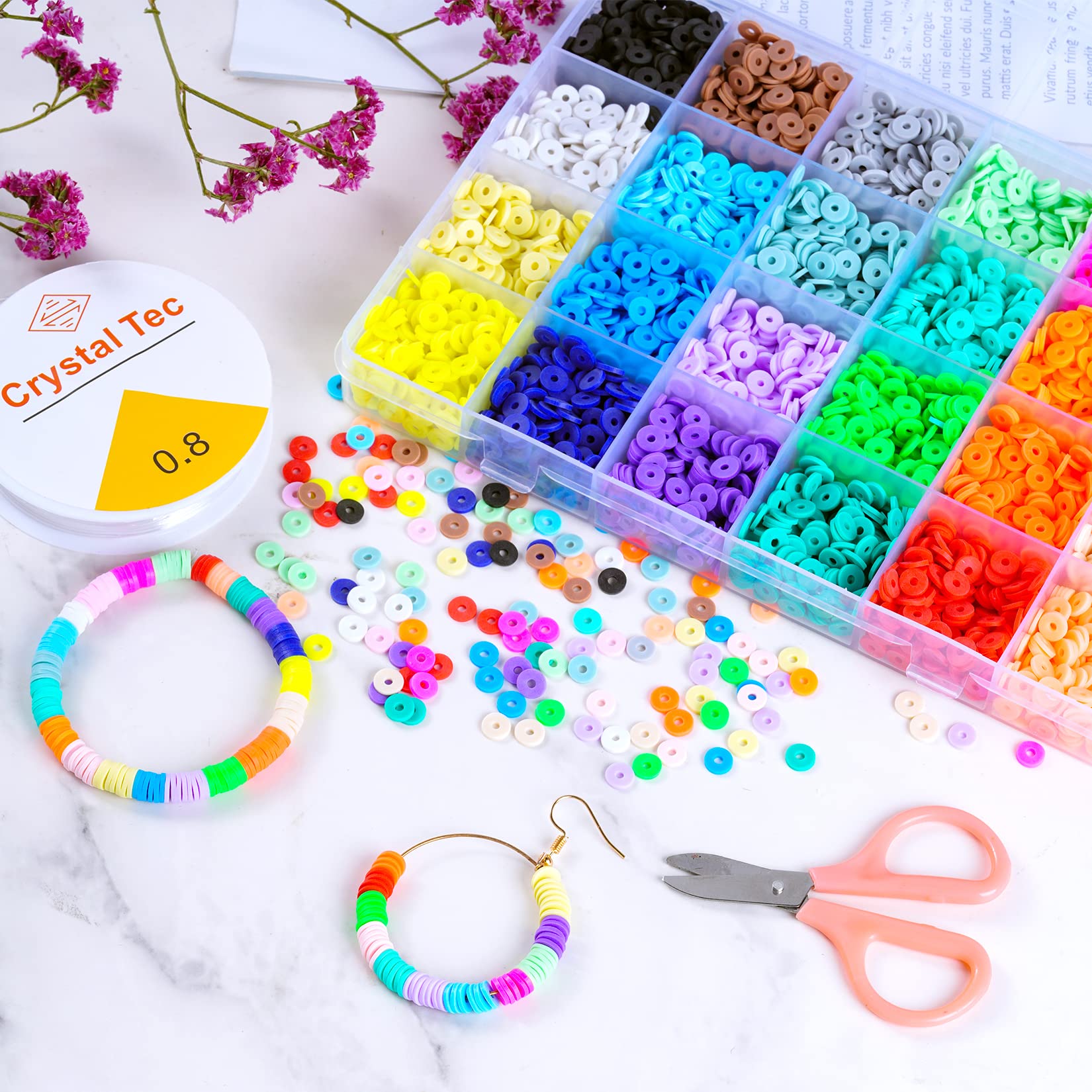 96 Colori 12300+ Pezzi Perline per Braccialetti 6mm Perline per