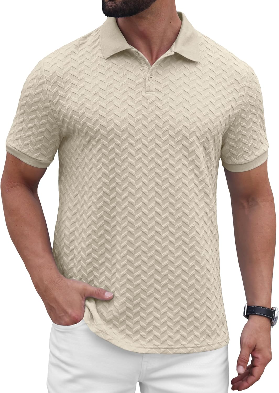 Sailwind Men’s Knit Polo Shirt Short Sleeve Textured Casual Golf Polo Collared T Shirt - Image 5