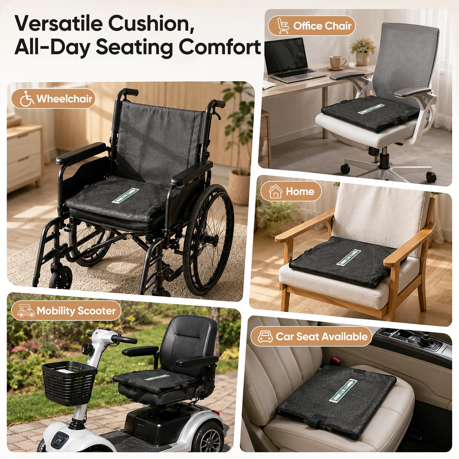 Coussin Pour Fauteuil Roulant, Coussin Siège Antidérapant Glissement Unidirectionnel Antidérapant Prévention Chutes Et Personnes Situation Handicap Adapté Aux Fauteuils Roulants Chaises 43,2 X 43,2 Cm