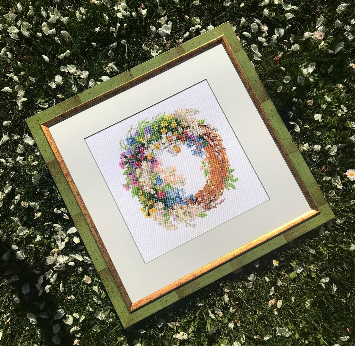 RIOLIS - Wreath with Bird Cherry 1536, Floral Cross Stitch Kits 11.75"x11.75", Cross Stitch Kits for Beginners & Advanced, Crossstitching Kit Adult, Embroidery Counted Stitching Kit