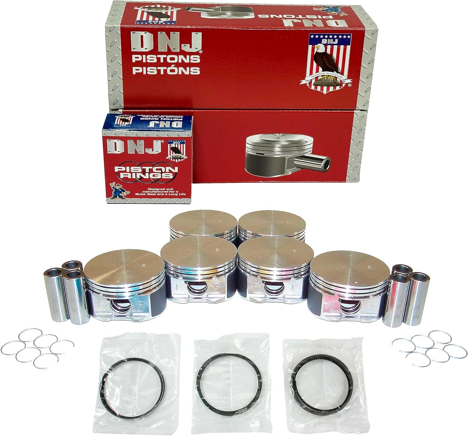 DNJ PRK1105 Piston Ring Set Standard for 2002-2012 Dodge, Jeep, Mitsubishi, Ram 1500, Commander, Dakota 3.7L V6 12V SOHC 226cid