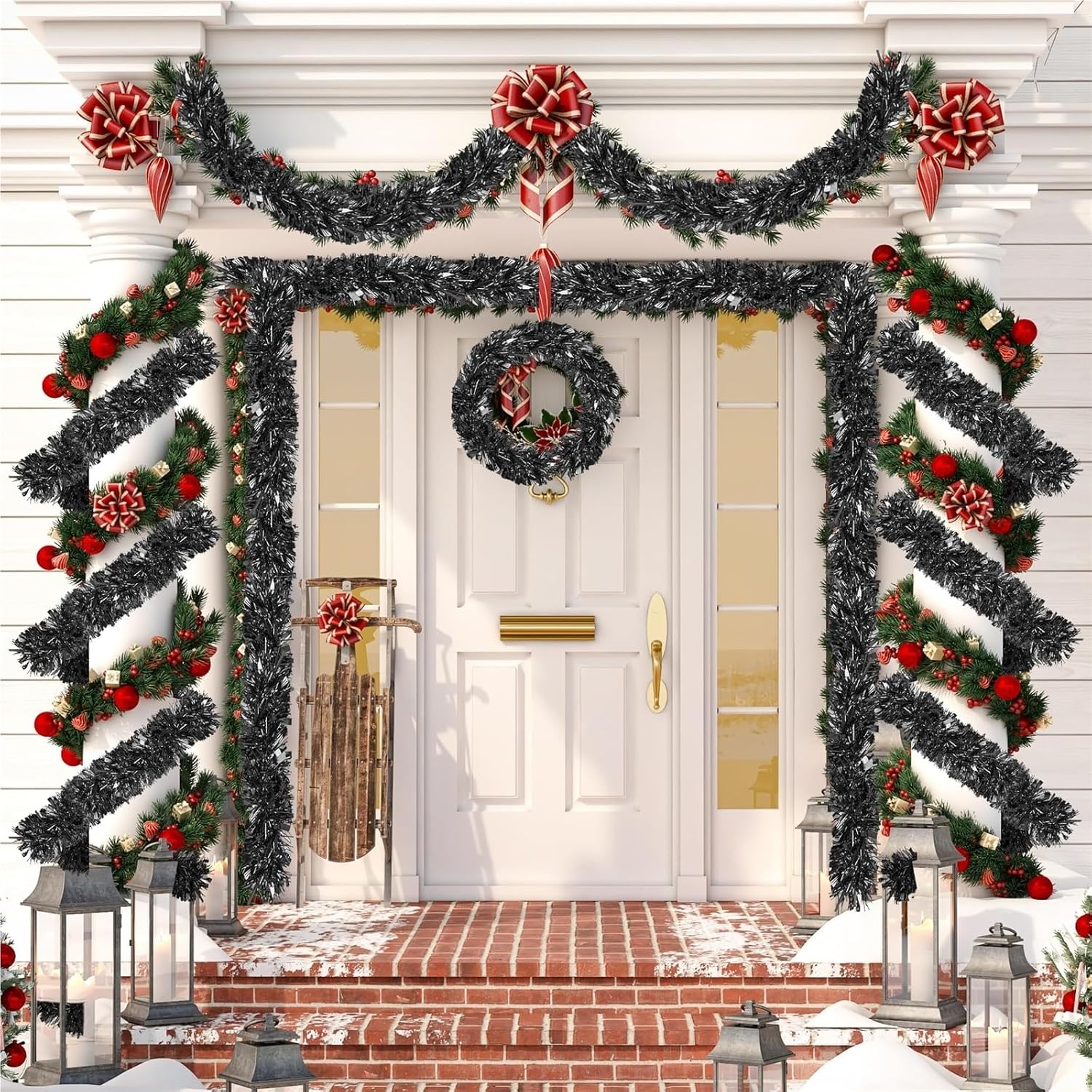 Tinsel Indoor 16.4 Ft Tinsel Twist Garland Glitter Christmas Tree Hanging Decorations Christmas Tree Garland