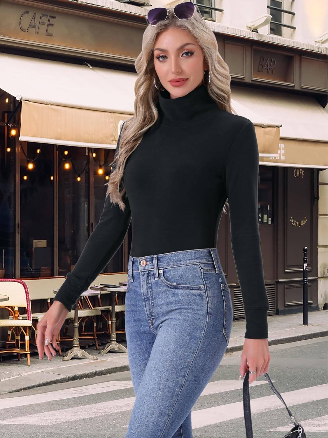 cheibear Womens Turtleneck Tops Mock Turtle Long Sleeve Shirts Fall Winter Warm Undershirt Thermal Top Basic Layer - Image 3