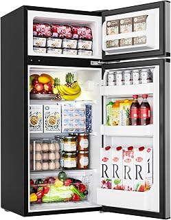 EUHOMY 4.5 cu. ft. two-door mini fridge with freezer
