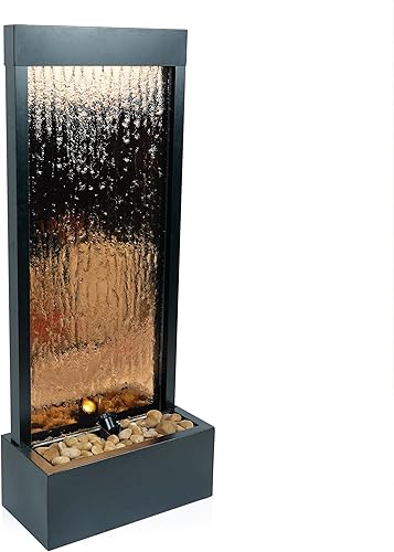 Miniatura 44 de Alpine MLT100 Espejo Cascada con piedras decorativas y luz, color Bronce, Ecléctico, Marrón 72 pulgadas - Bronce