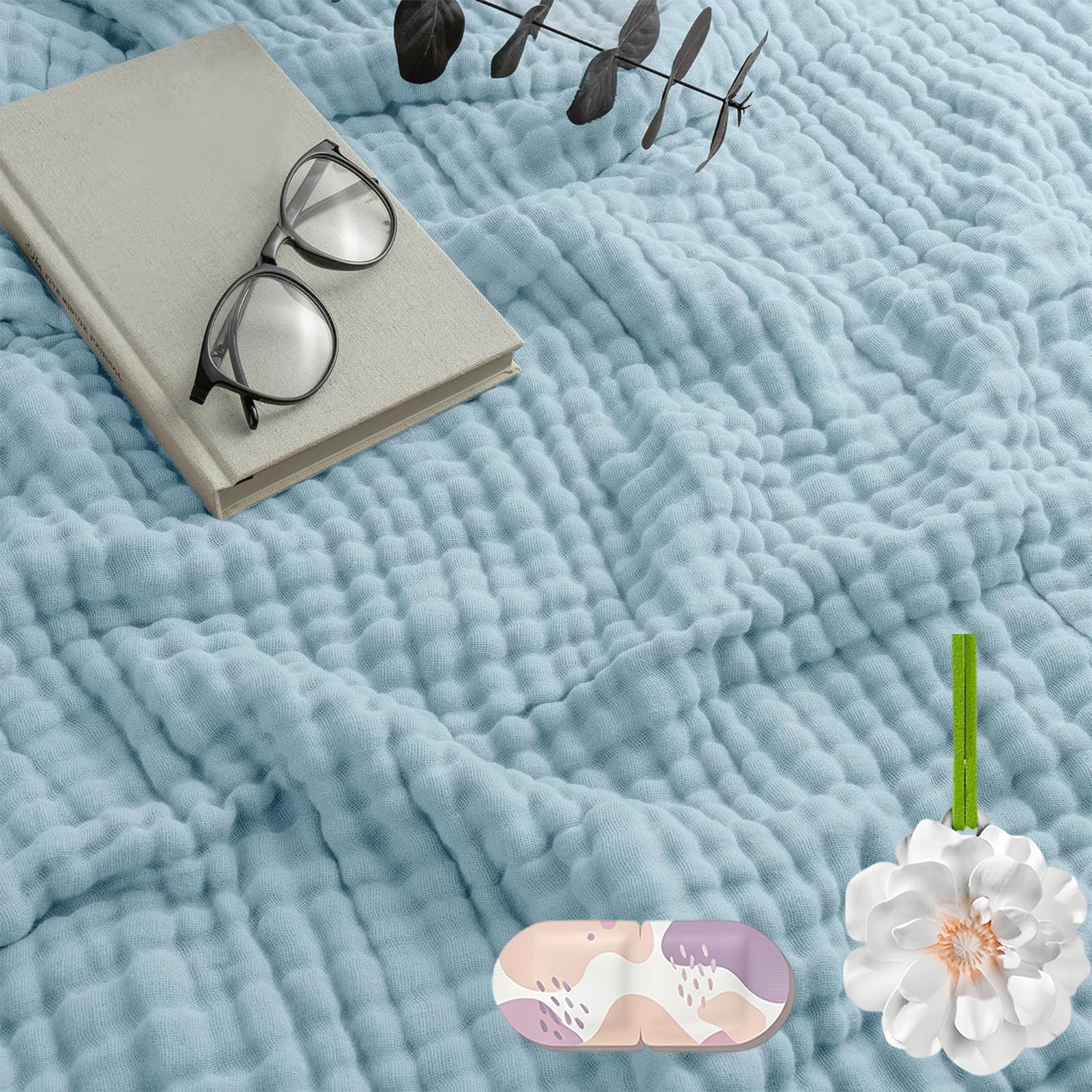 Jmwub 2026 New Soft Muslin Blanket, 100% Natural Cotton Cooling Blanket, 4-Layer Breathable and Lightweight Throws for Sofas Couch Decor, No Sweating on Hot Nights (1PC-F,130 * 150)