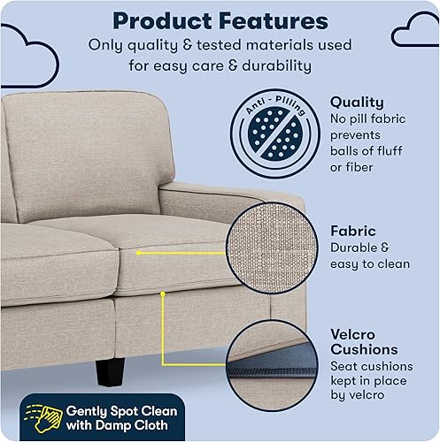 Miniatura 232 de Serta Palisades Sofás Tapizados para Sala, Sofá de Diseño Moderno, Tela, gris (Glacial Gray) gris (Glacial Gray),Beige,Marrón,Alforfón Beige,Marrón