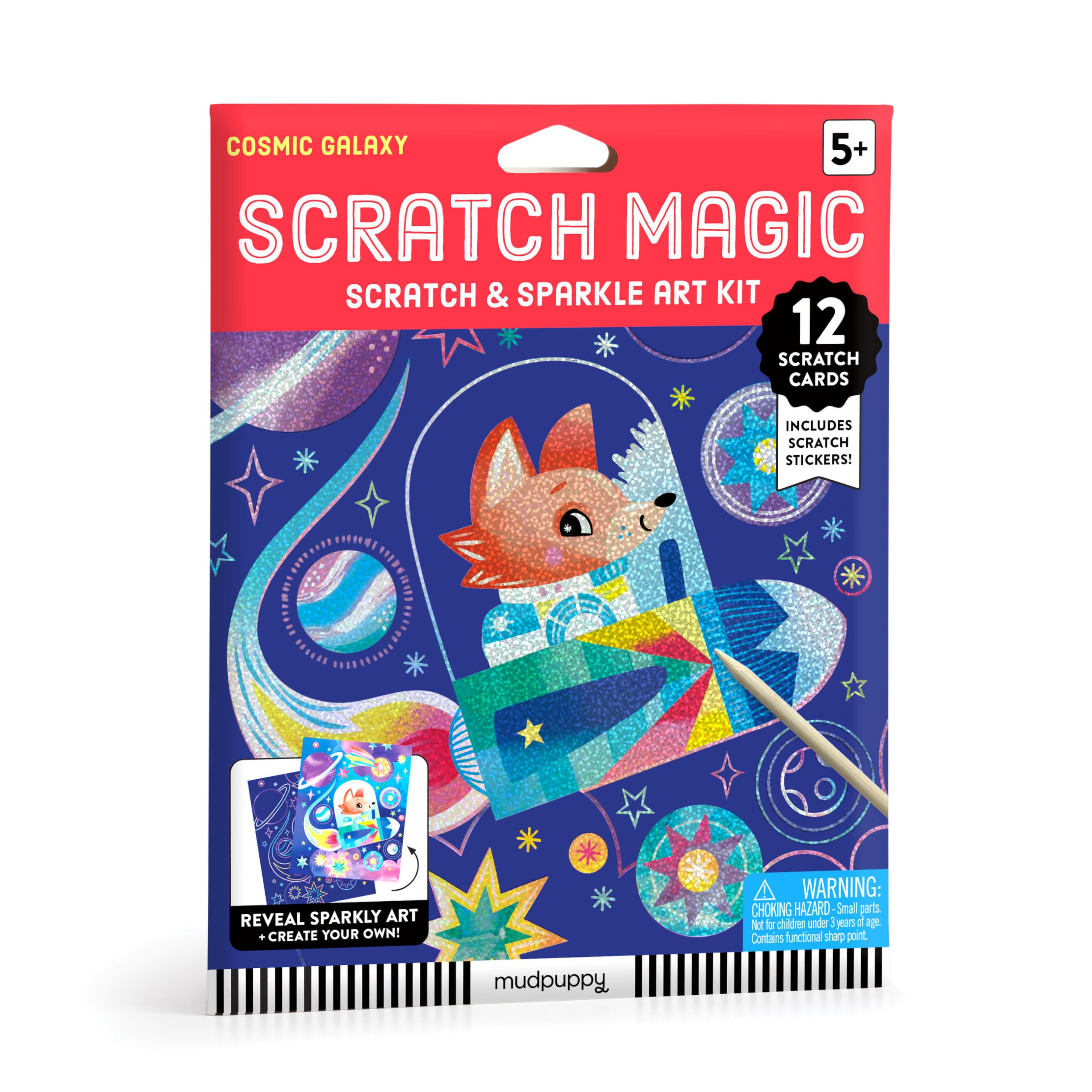 Mudpuppy Cosmic Space Scratch Magic! - Scratch & Sparkle Art Activity Kit Featuring Fun Illustrations Of Outer Space For Children Ages 5 and Up