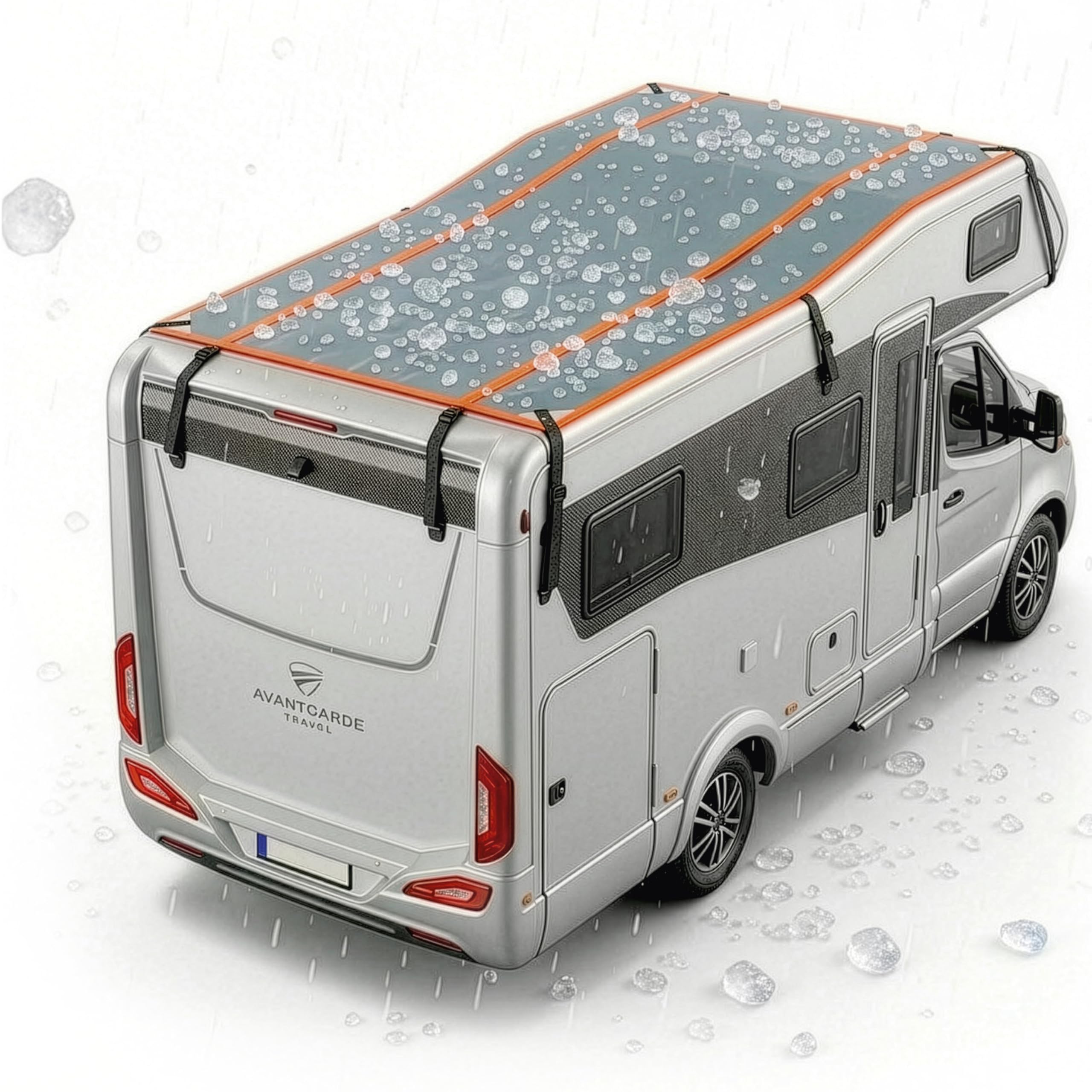 WALSER Protezione grandine camper/caravan Perma Protect, garage antigrandine misura universale, telo protezione veicolo ricreazionale - misura L (350 x 290 cm) grigio