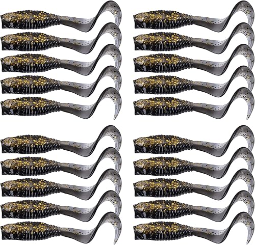 20 señuelos de pesca de plástico suave para pesca de agua dulce y salada, trucha Crappie Bass Culter Señuelos