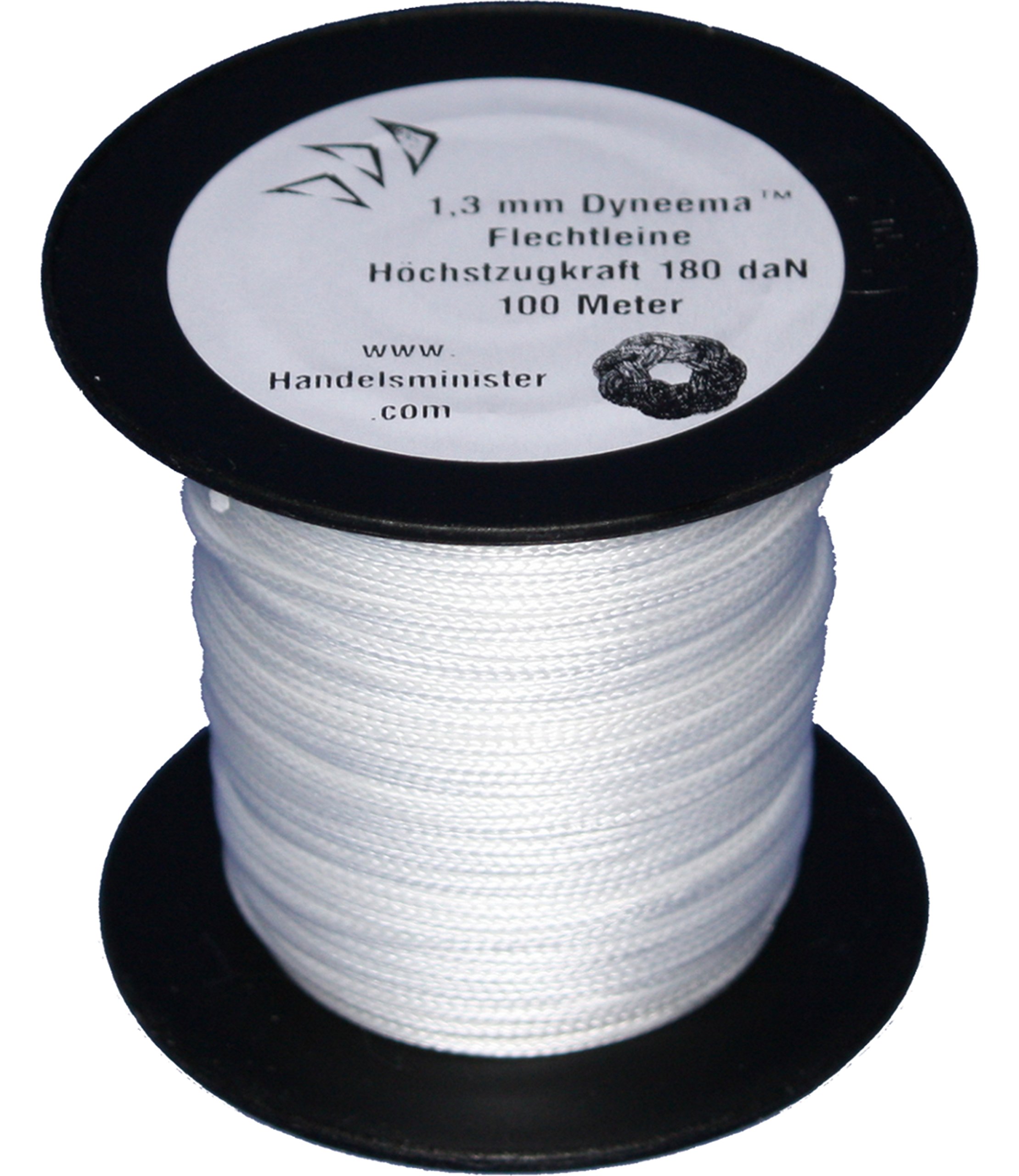 Dyneema Drachenschnur 180daN weiß 1,3mm sehr dehnungsarm geflochten Einleiner Lenkdrachen, Länge: 200m, Durchmesser: 1.3mm, Bruchlast: 180daN