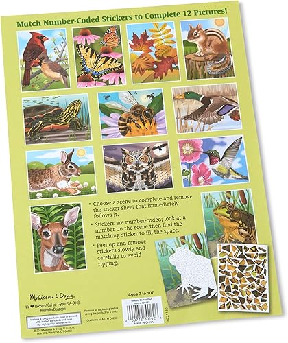 Miniatura 9 de Melissa & Doug  Mosaico de calcomanía decorativo con diseño de naturaleza (12 escenas de color para completar con más de 850 calcomanías)