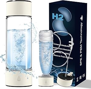 Longtor 2026 Upgrade Hydrogen Water Bottle - 3-Level H₂ Output 1700/2800/4000 ppb - SPE/PEM Tech - 450 ml BPA-Free Borosilicate Glass - Portable Rechargeable for Travel Gym Office